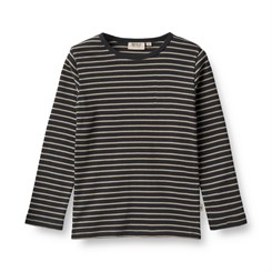 Wheat T-shirt striped LS Stig - Navy stripe